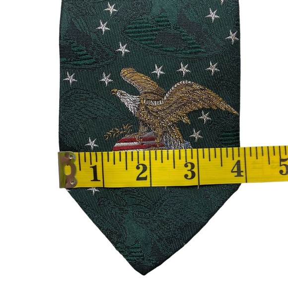 Polo Ralph Lauren Jacquard Silk Tie Hunter Green Eagle Shield Patriotic Made USA - Picture 10 of 11